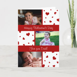 Cartão De Festividades Happy Valentine's Day Dad Photo Card Red Hearts