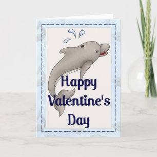 Cartão De Festividades Happy Valentine's Day Dolphin Greeting Card d3