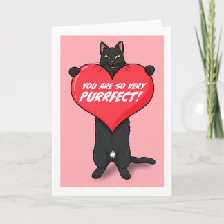 Cartão De Festividades Happy Valentines Day For Anyone Cat Holding Heart 