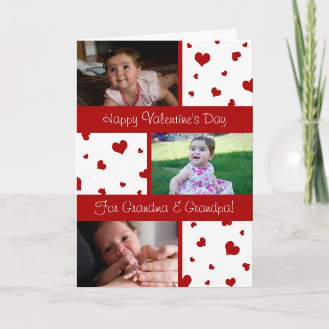 Cartão De Festividades Happy Valentine's Day Grandparents Photo Card (Frente)