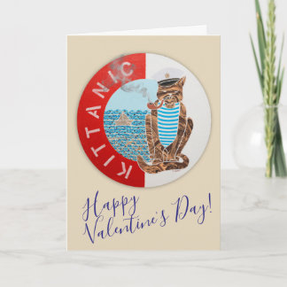 Cartão De Festividades Happy Valentine's Day Greeting Card w/ Captain Cat