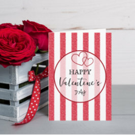 Cartão De Festividades Happy Valentine's Day Heart Stripes Folded