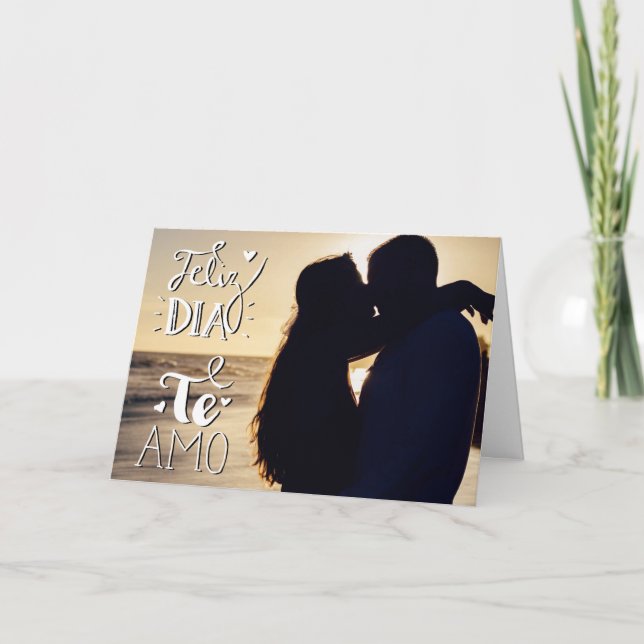 Cartão De Festividades Happy Valentines Day I love You in Spanish (Frente)