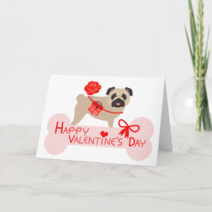 Cartão De Festividades Happy Valentine's Day Pug Card