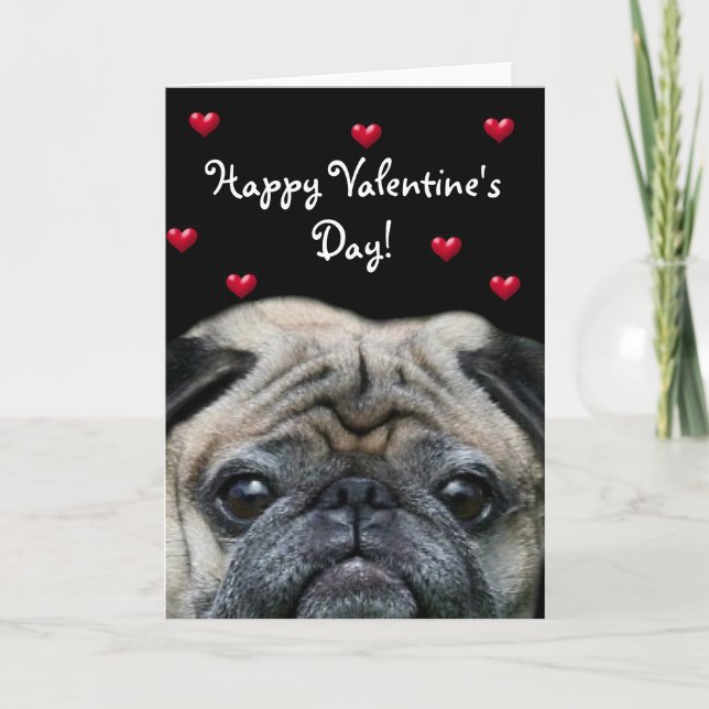 Cartão De Festividades Happy Valentine's Day Pug greeting card (Frente)