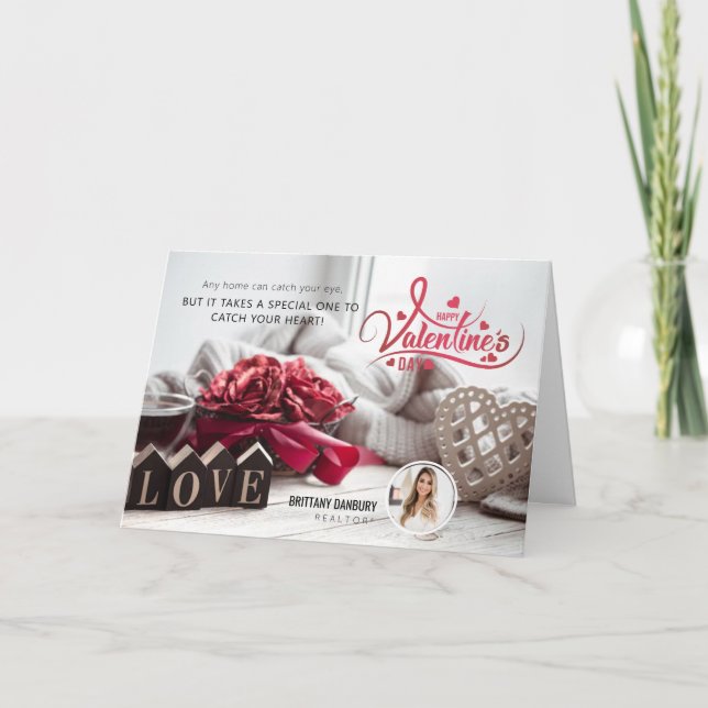 Cartão De Festividades Happy Valentine's Day Real Estate Realtor Greeting (Frente)