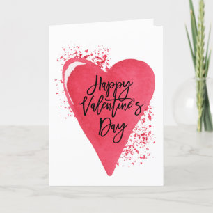 Cartão De Festividades Happy Valentine's Day Red Heart Personalized