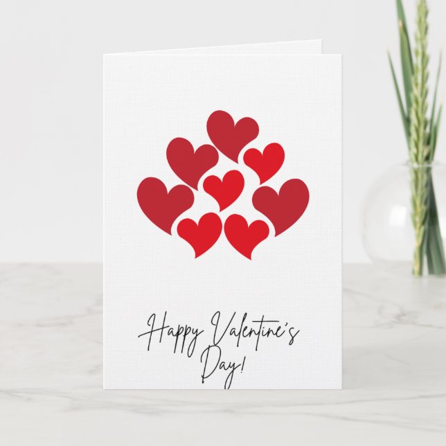 Cartão De Festividades Happy Valentine's Day Red Hearts Card (Frente)