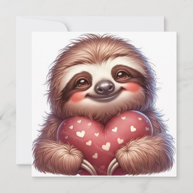 Cartão De Festividades Happy Valentine's Day Sloth (Frente)