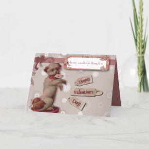 Cartão De Festividades happy valentine's day to my daughter cute dog