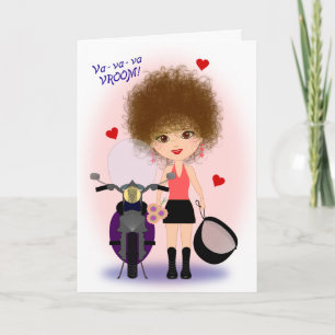 Cartão De Festividades Happy Valentine's Day with a Motorcycle Mama!