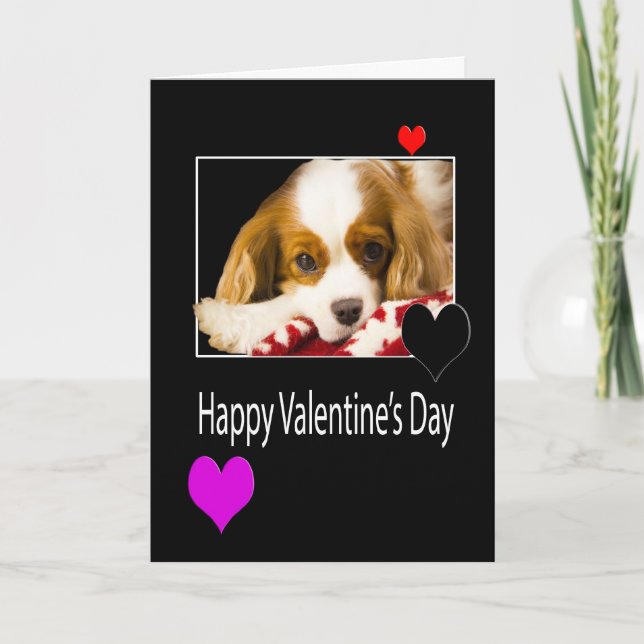 Cartão De Festividades Happy Valentine's Day With King Charles Spaniel (Frente)