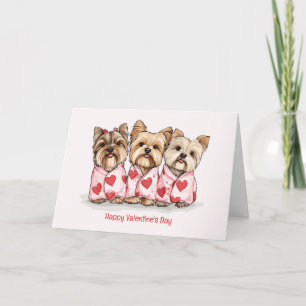 Cartão De Festividades Happy Valentines Day Yorkshire Terrier Dogs