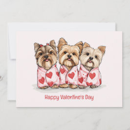 Cartão De Festividades Happy Valentines Day Yorkshire Terrier Dogs