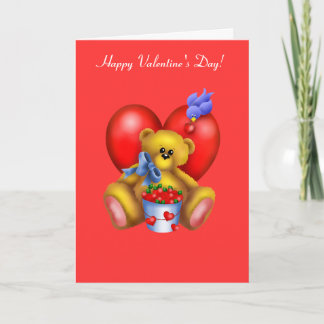 Cartão De Festividades Happy Valentines Heart Bear 1