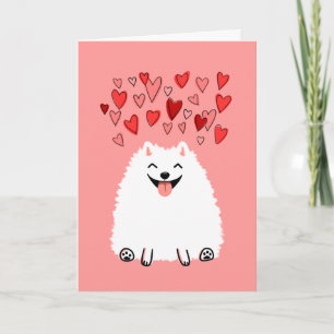Cartão De Festividades Happy White Pomeranian Dog Valentine's Day Card