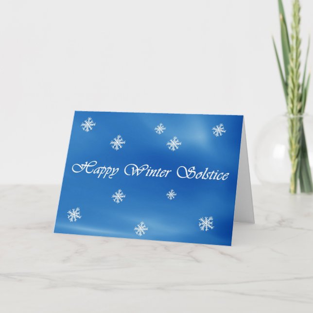 Cartão De Festividades Happy Winter Solstice Sky and Snowflake Card (Frente)