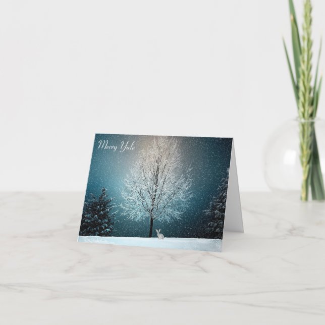 Cartão De Festividades Hare in the snow (Yule) (Frente)