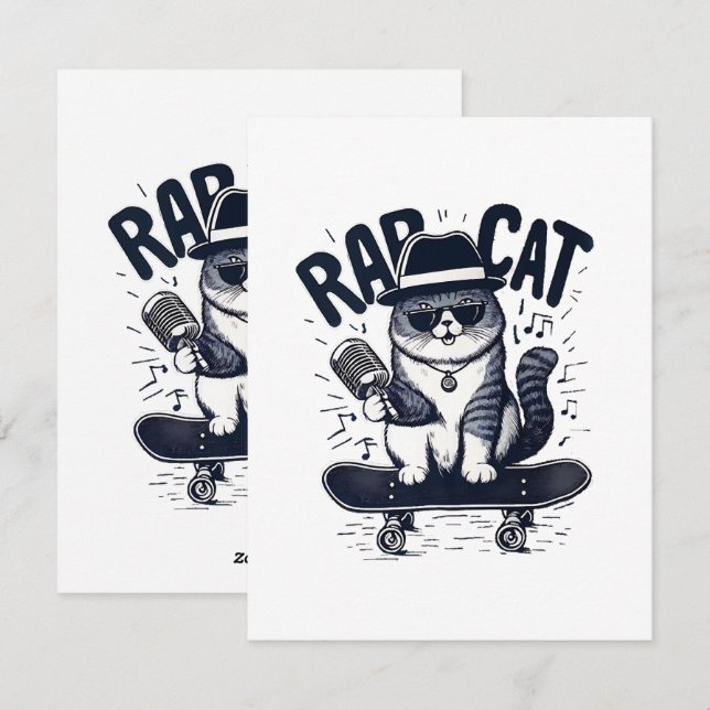 Cartão De Festividades Harmonia do Rap Cat (Frente/Verso)