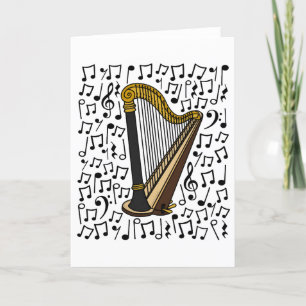 Cartão De Festividades Harp Musical Notes Harpist String Music Professora
