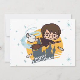 Cartão De Festividades Harry e Hedwig Voando Passado o Natal de Hogwarts
