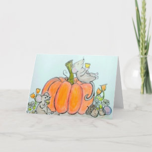 Cartão De Festividades Harvest happy Thanksgiving or autumn card Mice