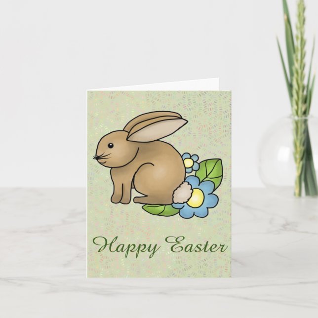 Cartão De Festividades Häschen mit Blümchen (Frente)