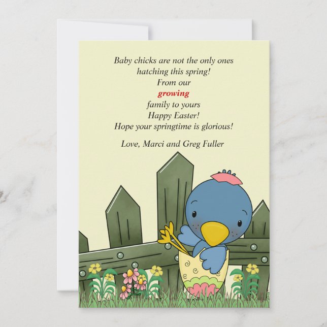 Cartão De Festividades Hatchling Bird Pregnancy Announcement and Easter C (Frente)