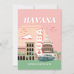 Cartão De Festividades Havana Cuba Retro Vintage Art