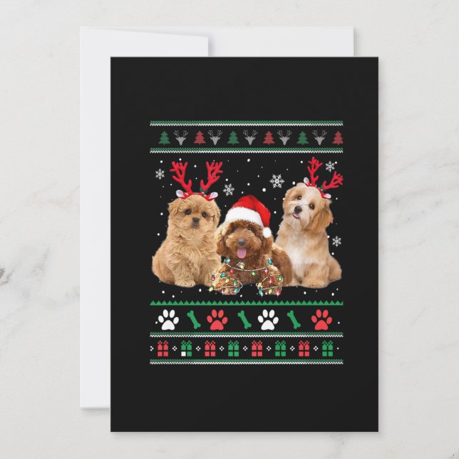 Cartão De Festividades Havanese Dog Reindeer acende UGLY Christmas Pajama (Frente)