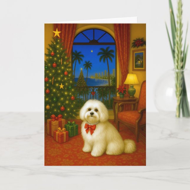 Cartão De Festividades Havanese Holiday Card (Frente)