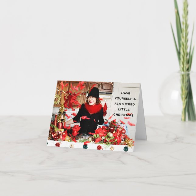 Cartão De Festividades "Have Yourself a Feathered Little Christmas" (Frente)