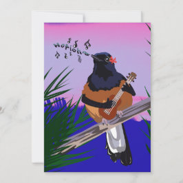 Cartão De Festividades Hawaiai Shama Bird tocando ukulele