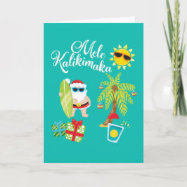 Cartão De Festividades Hawaiian Christmas. Santa Claus Mele Kalikimaka.
