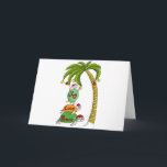 Cartão De Festividades Hawaiian Christmas Turtle Santas<br><div class="desc">Greeting Card Horizontal Template</div>