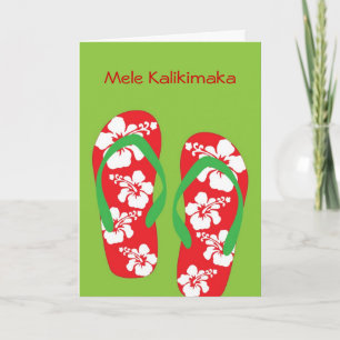 Cartão De Festividades Hawaiian Hibiscus Slipper (flip flop) Holiday Card