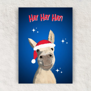 Cartão De Festividades Hay Hay Hay Pun Donkey Santa Hat Natal