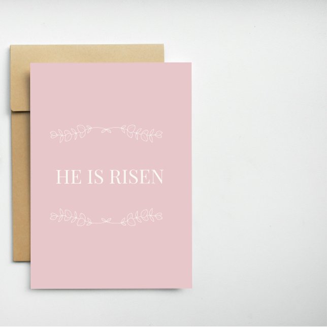 Cartão De Festividades He Is Risen Christian Easter Card – Soft Pink (Criador carregado)