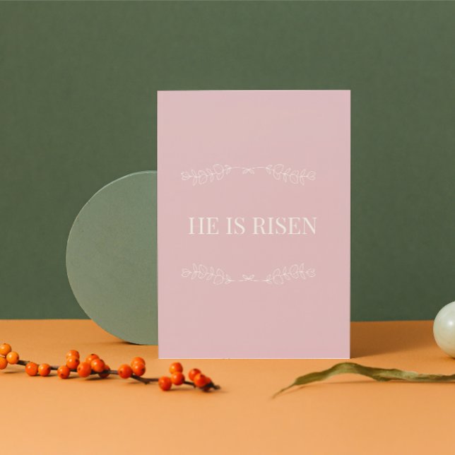 Cartão De Festividades He Is Risen Christian Easter Card – Soft Pink (Celebrate His Resurrection — A Card That Brings Hope)