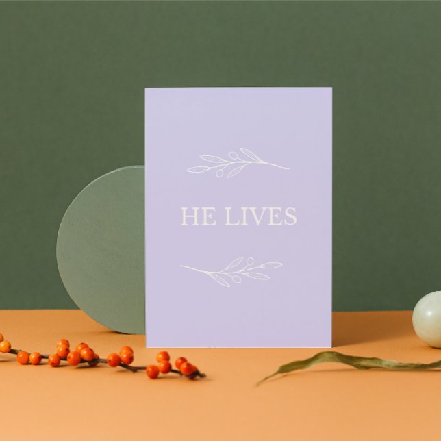 Cartão De Festividades He Lives Christian Easter Card – Lavender Faith (Celebrate His Resurrection — A Card That Brings Hope)