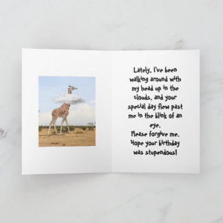 CARTÃO DE FESTIVIDADES HEAD IN THE CLOUDS - BELATED BIRTHDAY CARD