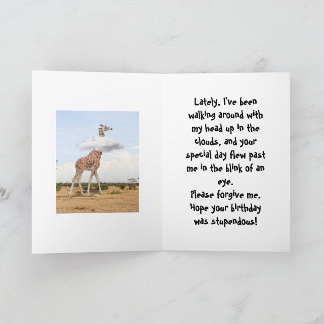 CARTÃO DE FESTIVIDADES HEAD IN THE CLOUDS - BELATED BIRTHDAY CARD (Interior)