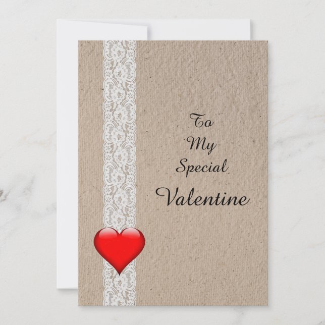 Cartão De Festividades Heart and Lace Special Valentine (Frente)