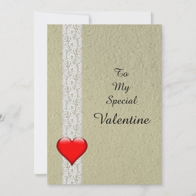 Cartão De Festividades Heart and Lace Special Valentine (Frente)