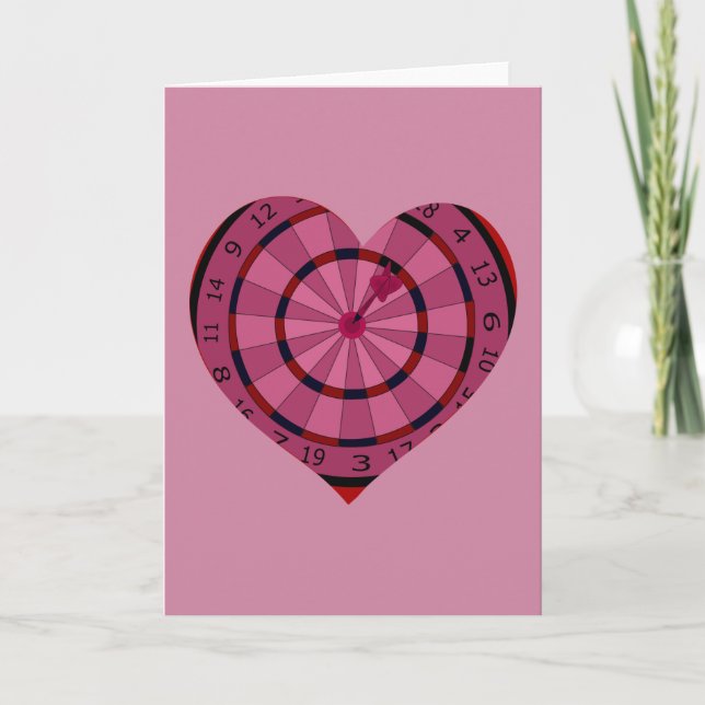 Cartão De Festividades Heart Dart Board Valentine's Day Card (Frente)