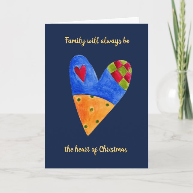 Cartão De Festividades Heart Family Love Christmas Holiday Greeting (Frente)