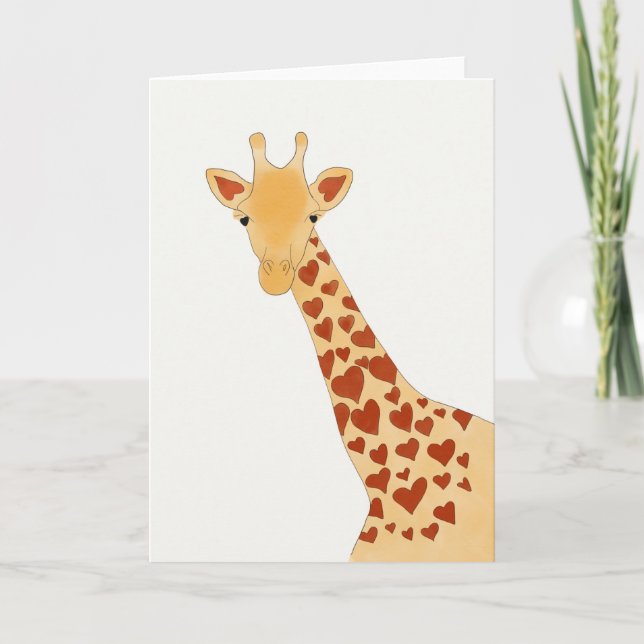 Cartão De Festividades Heart Giraffe (Glossy) Greeting Card (Frente)