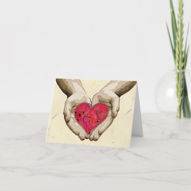 Cartão De Festividades Heart in Hands Valentine Love (Frente)