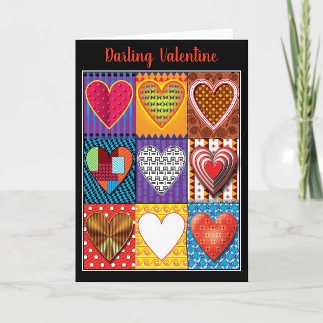 Cartão De Festividades Heart pattern custom Valentine's Card (Frente)