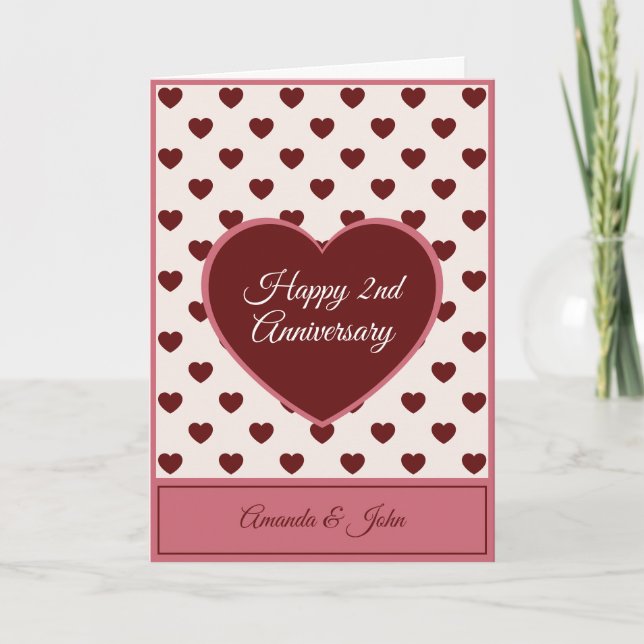 Cartão De Festividades Heart Shape Happy Anniversary Card (Frente)